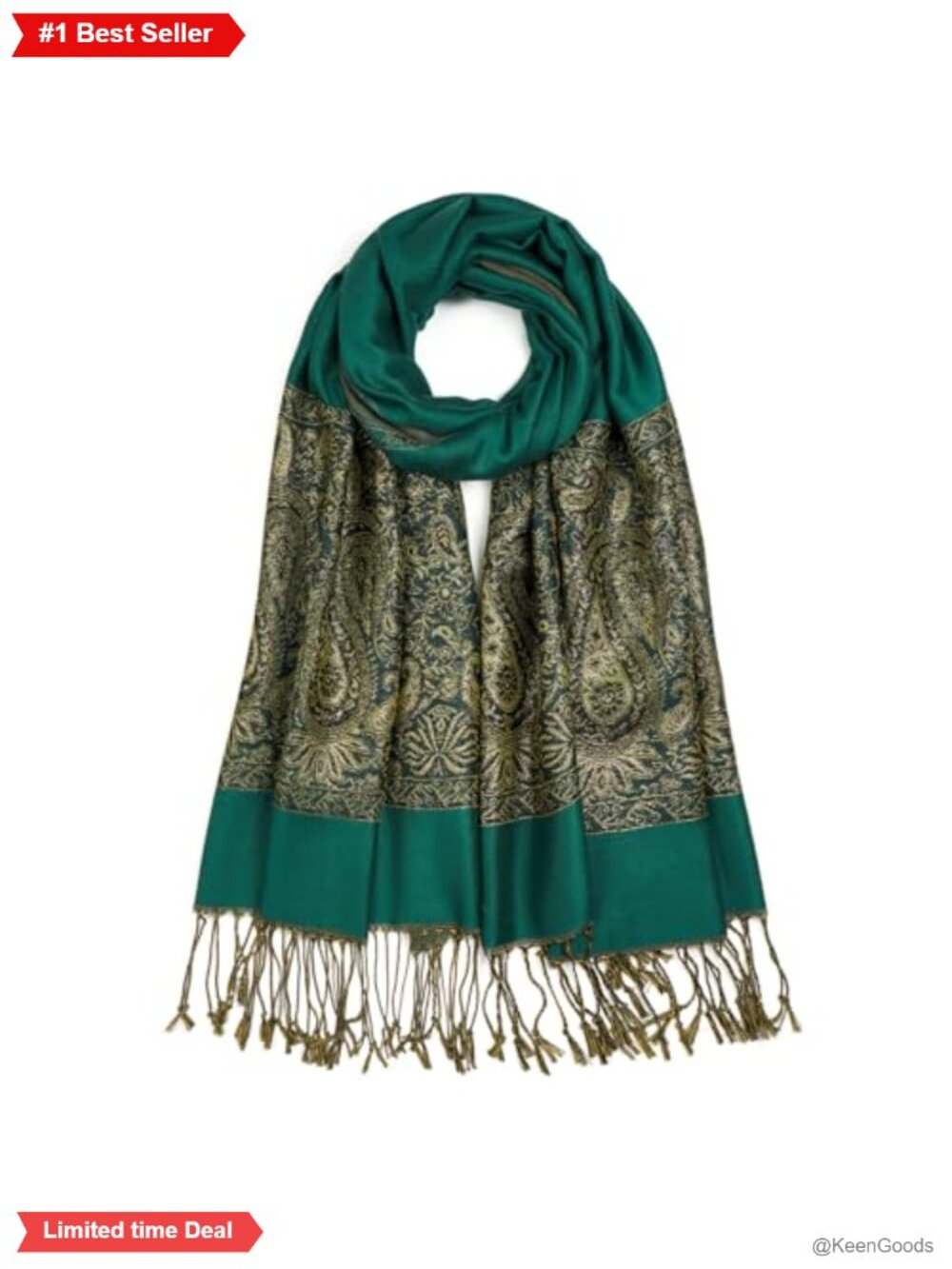 Paisley Pashmina Shawl Wrap Reversible Jacquard Fringe Viscose Acrylic